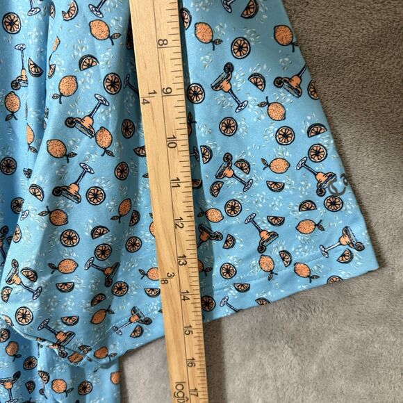 Callaway Opti-Dri Golf Polo Shirt 2XL Blue Print Athletic Stretch Orange Citrus - Picture 8 of 10